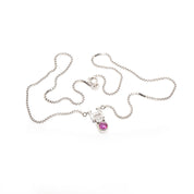 Italian 14K White Gold Diamond Pink Sapphire Pendant Necklace