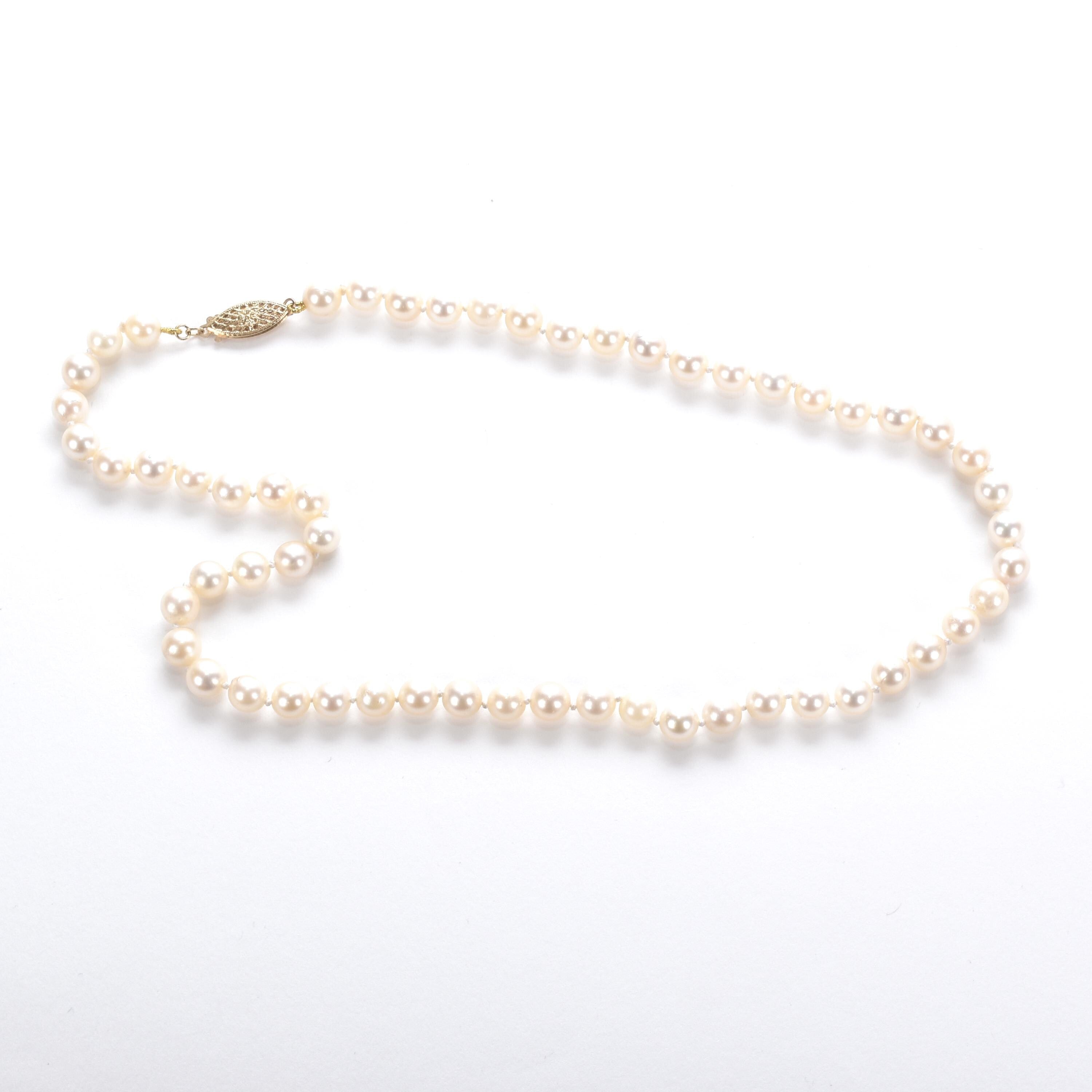 Classic Pearl Beaded Necklace with 14K Filagree Clasp