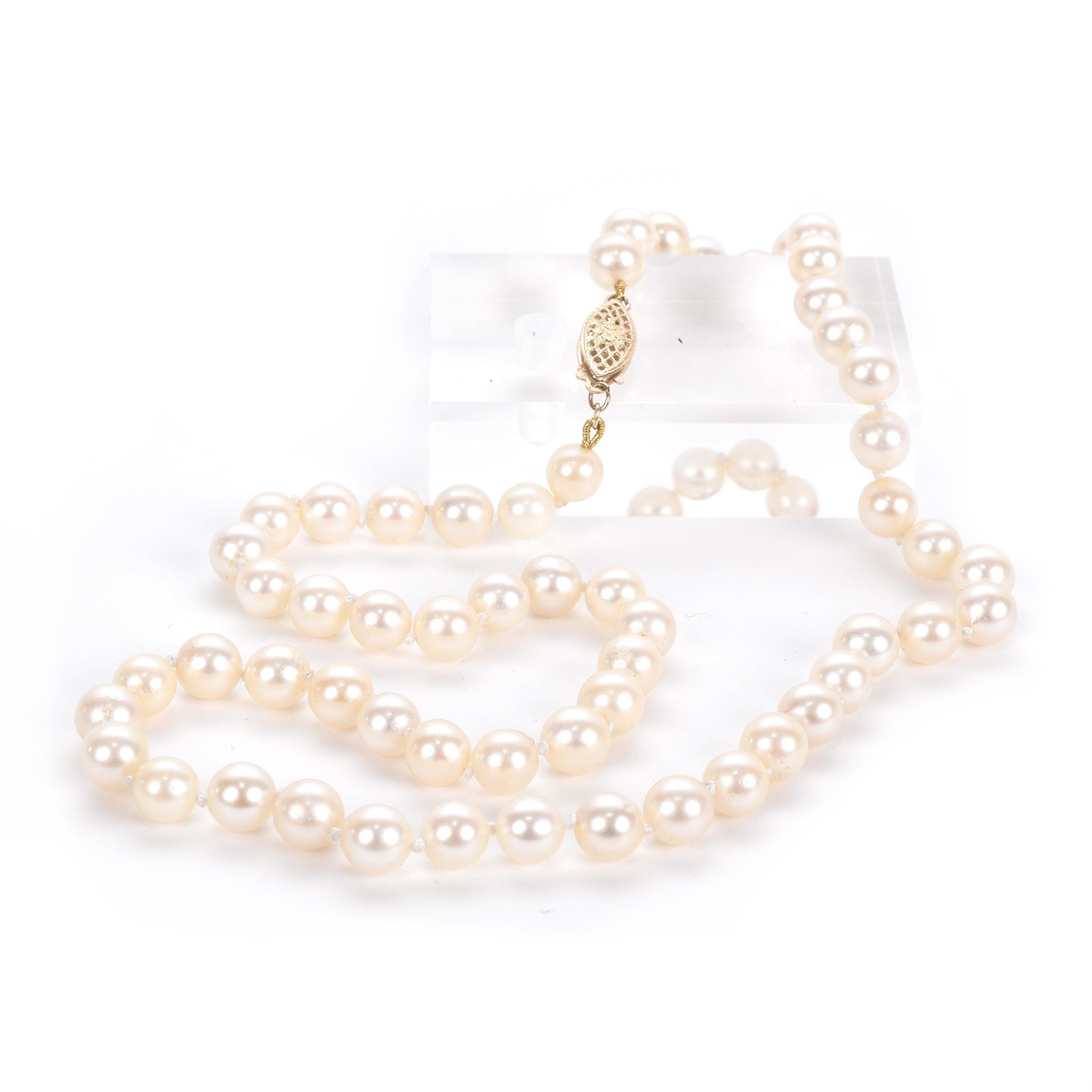 Classic Pearl Beaded Necklace with 14K Filagree Clasp