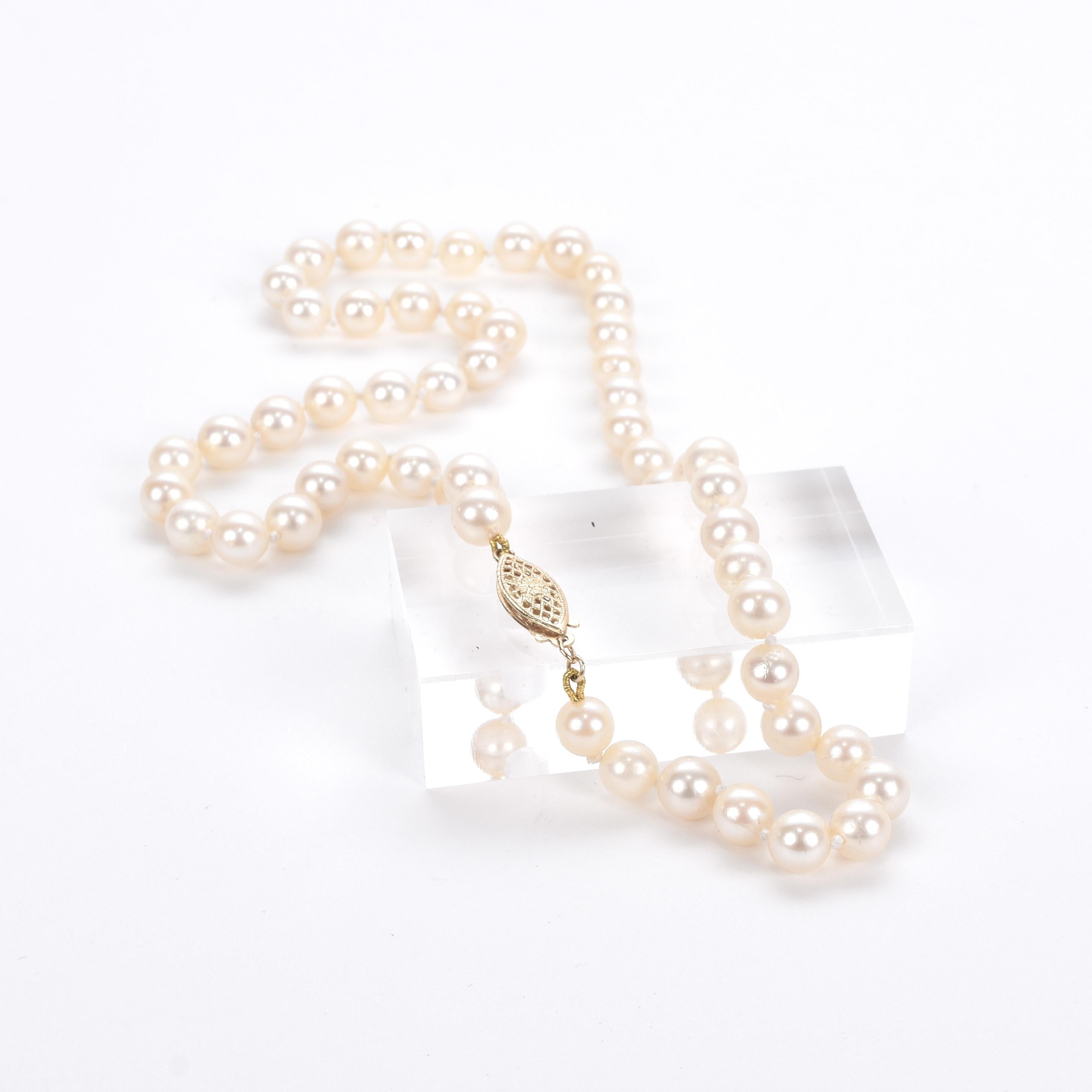 Classic Pearl Beaded Necklace with 14K Filagree Clasp