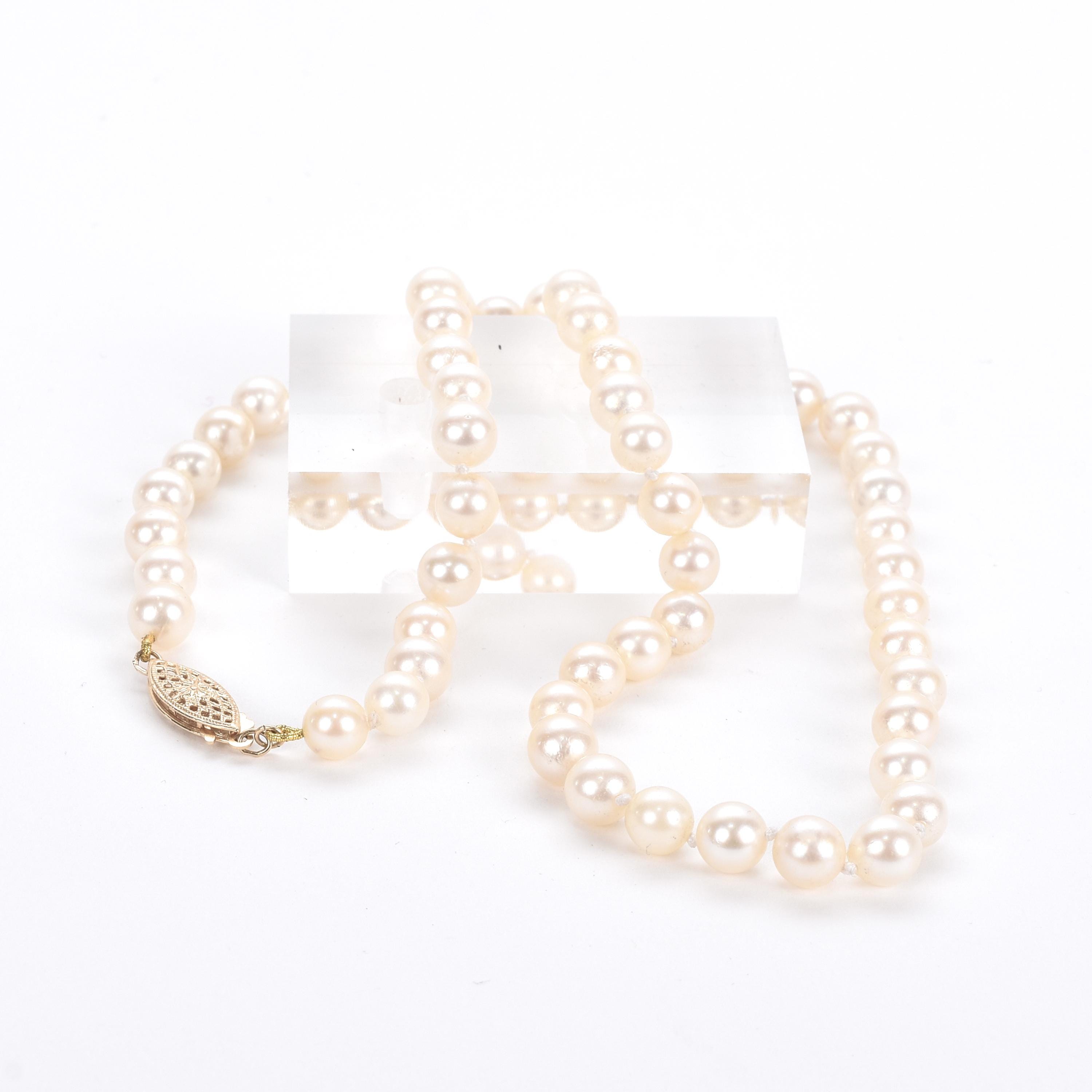 Classic Pearl Beaded Necklace with 14K Filagree Clasp