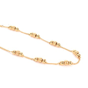 18K Beaded Gold Necklace on Curb Chain