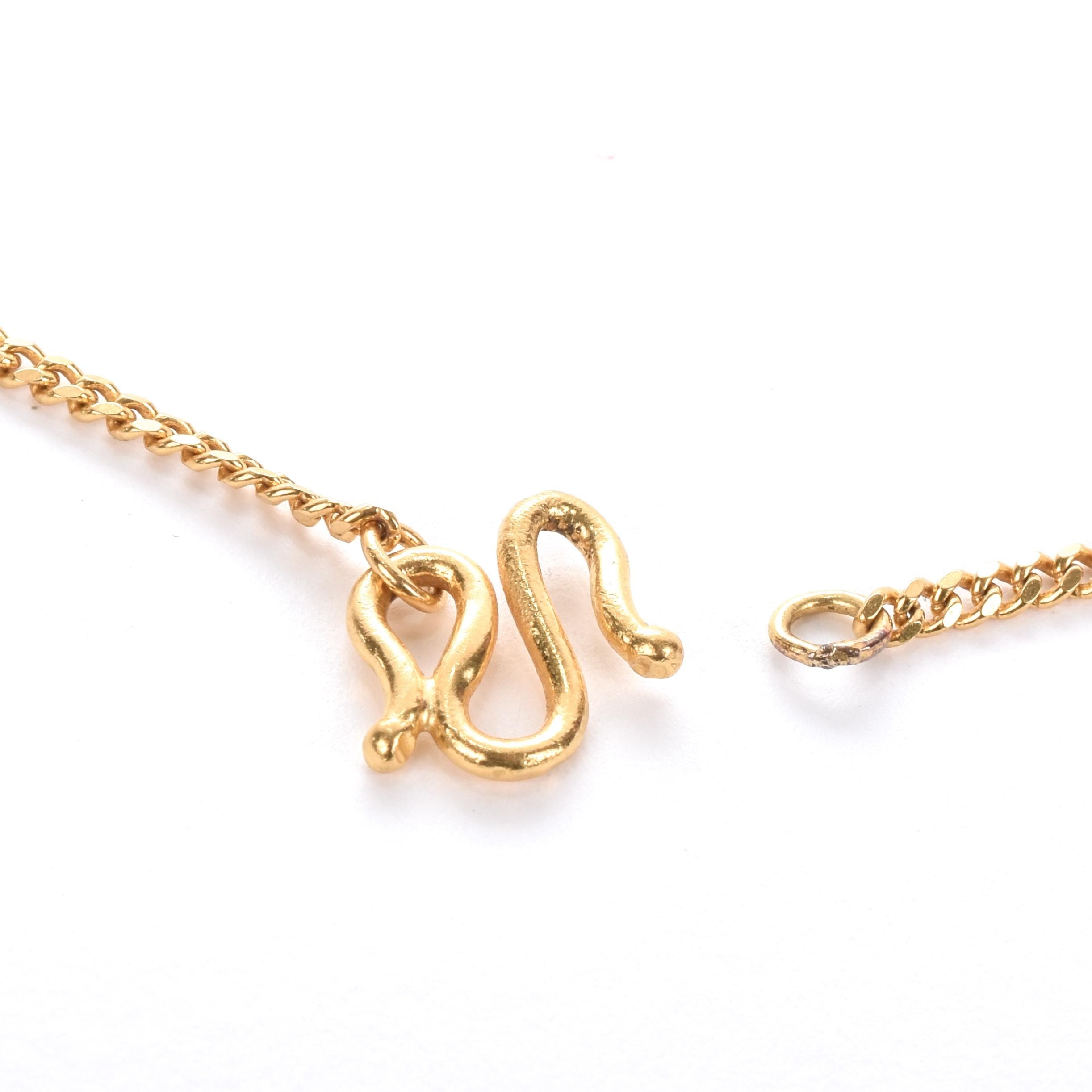 18K Beaded Gold Necklace on Curb Chain