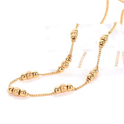 18K Beaded Gold Necklace on Curb Chain