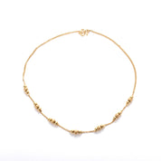 18K Beaded Gold Necklace on Curb Chain