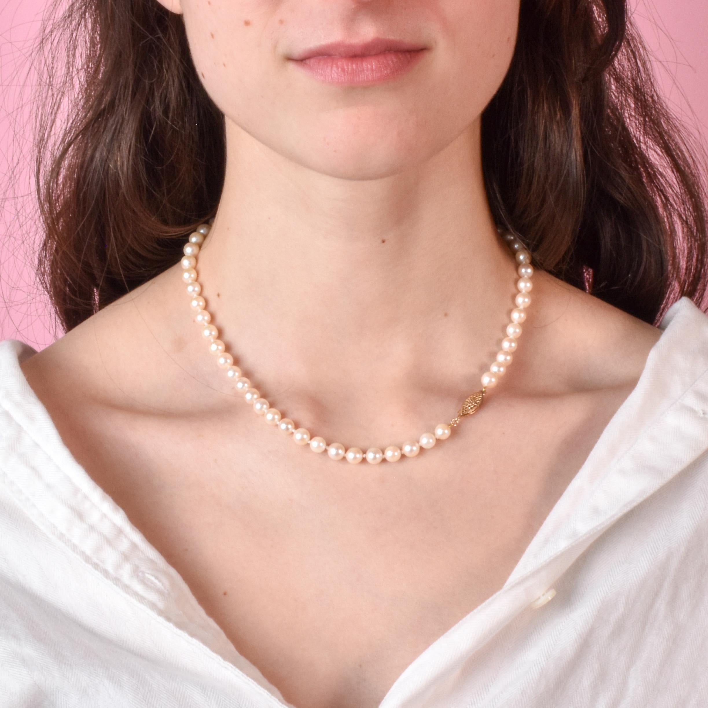 Classic Pearl Beaded Necklace with 14K Filagree Clasp