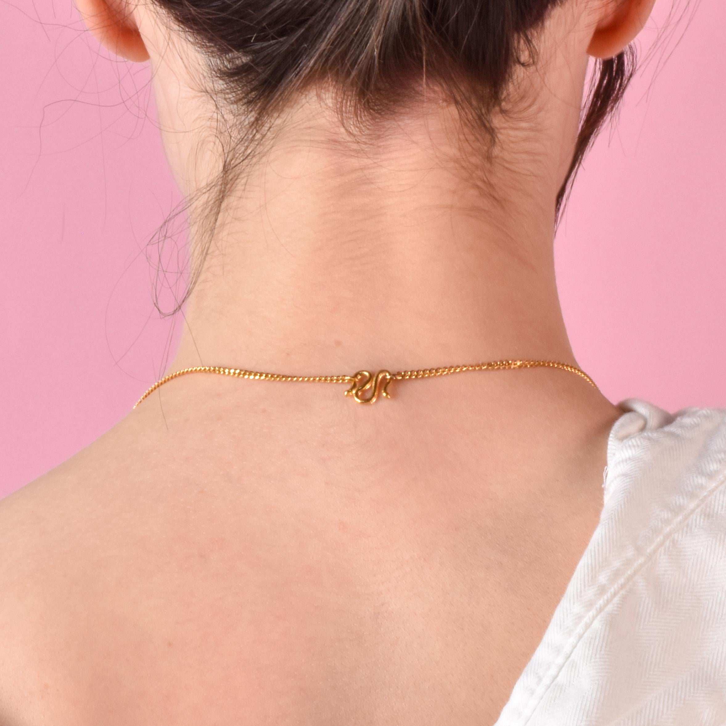 18K Beaded Gold Necklace on Curb Chain