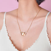 18K Gold Butterfly Pendant with Star Set Diamond, Emerald, and Ruby on 14K Rope Chain