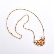 18K Gold Butterfly Pendant with Star Set Diamond, Emerald, and Ruby on 14K Rope Chain