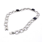 Taxco Sterling Silver and Onyx Chain Link Necklace