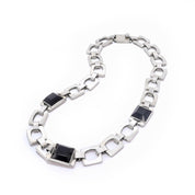Taxco Sterling Silver and Onyx Chain Link Necklace