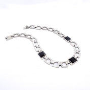 Taxco Sterling Silver and Onyx Chain Link Necklace