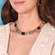 Taxco Sterling Silver and Onyx Chain Link Necklace