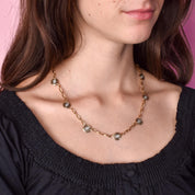 14K Two-Tone Gold Art Deco Filigree Medallion Link Necklace