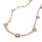 14K Two-Tone Gold Art Deco Filigree Medallion Link Necklace