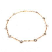 14K Two-Tone Gold Art Deco Filigree Medallion Link Necklace