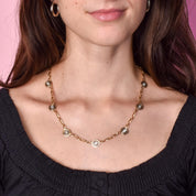 14K Two-Tone Gold Art Deco Filigree Medallion Link Necklace