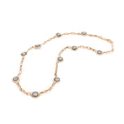 14K Two-Tone Gold Art Deco Filigree Medallion Link Necklace