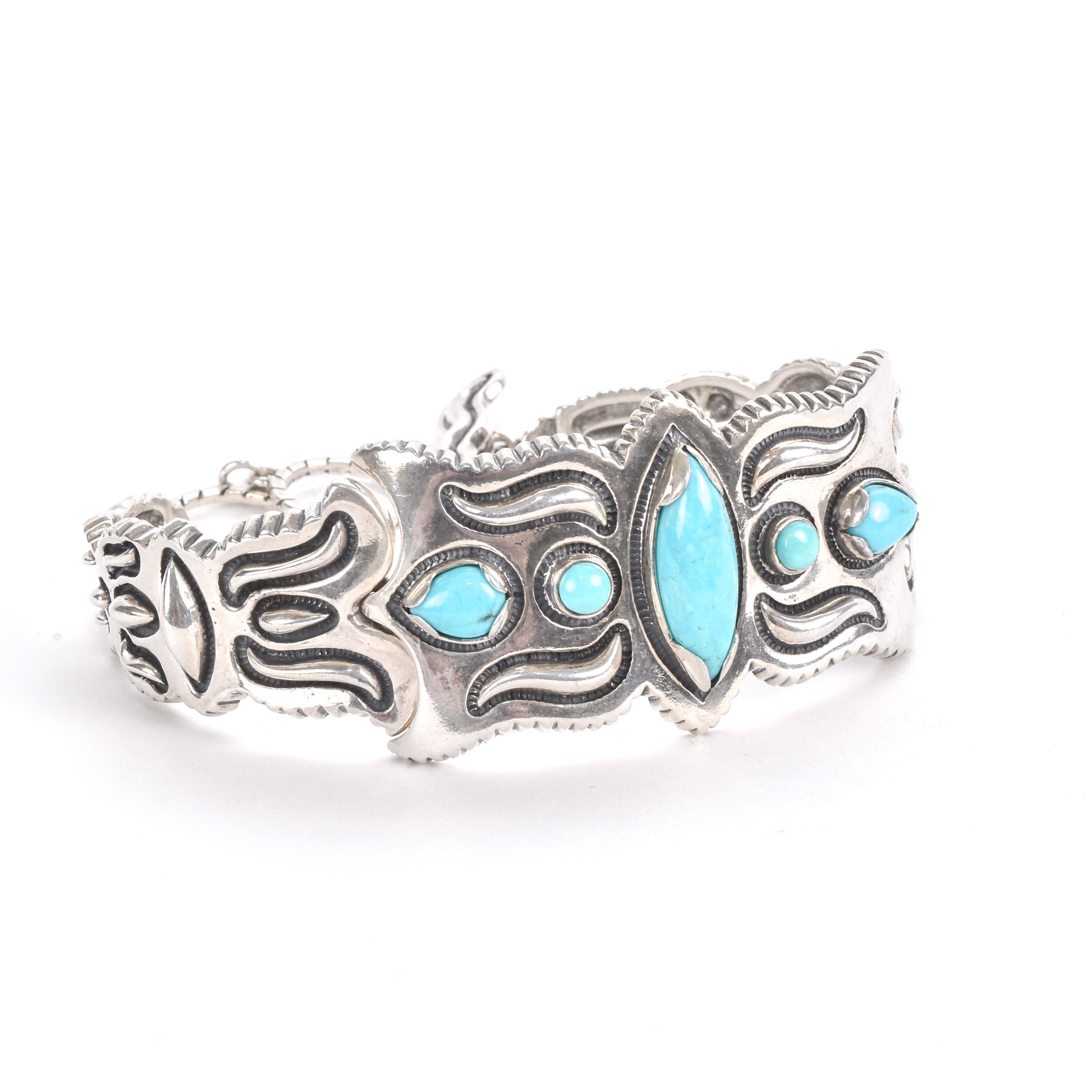 Cody Sanderson for Caroline Pollack Silver and Turquoise Link Cuff