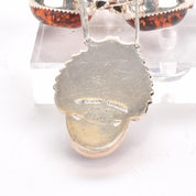 Signed Navajo Sterling Necklace with Large Amber Pendants