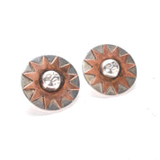 William Spratling Sterling Silver and Copper Sun Earrings