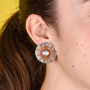 William Spratling Sterling Silver and Copper Sun Earrings
