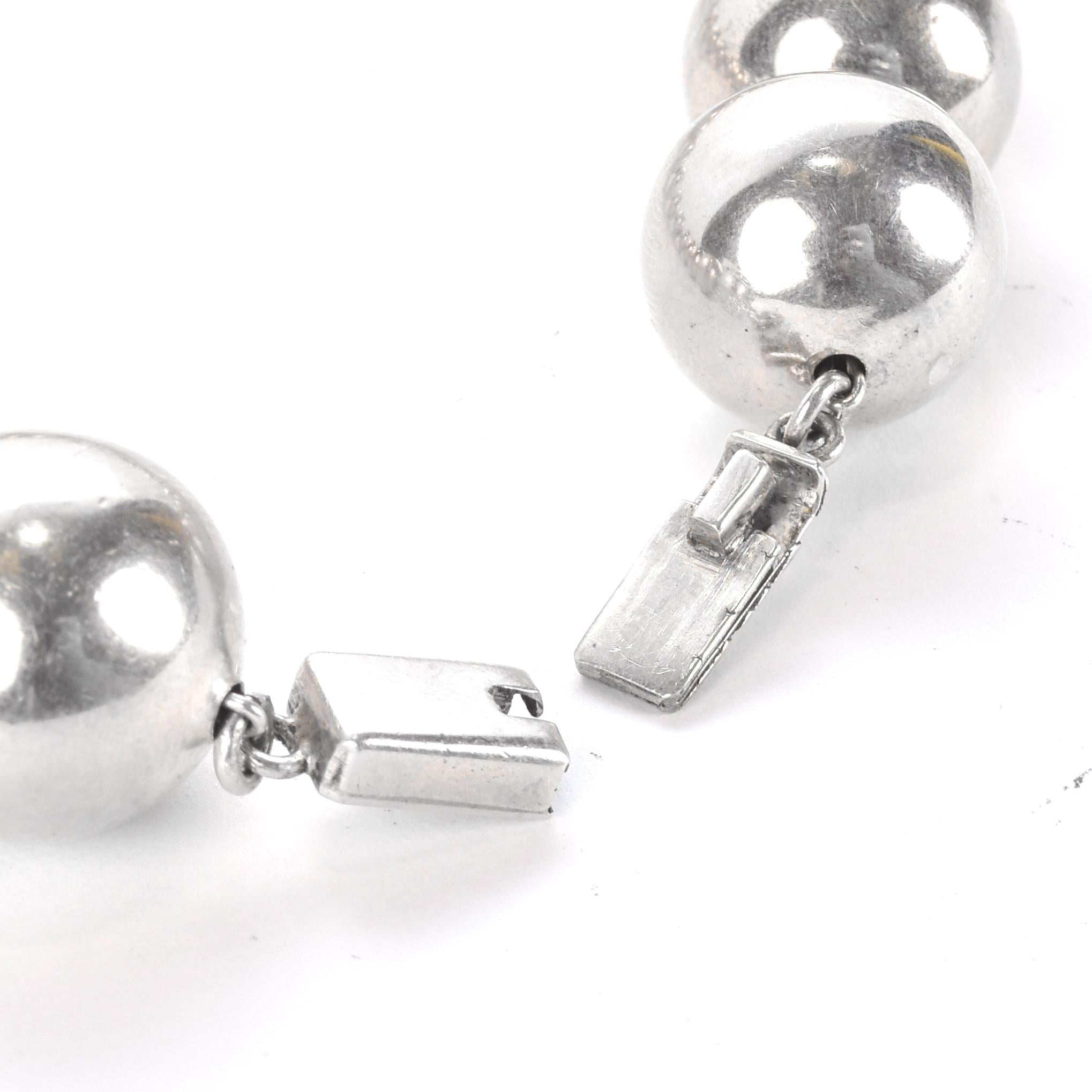 Taxco Large Sterling Silver Beaded Necklace