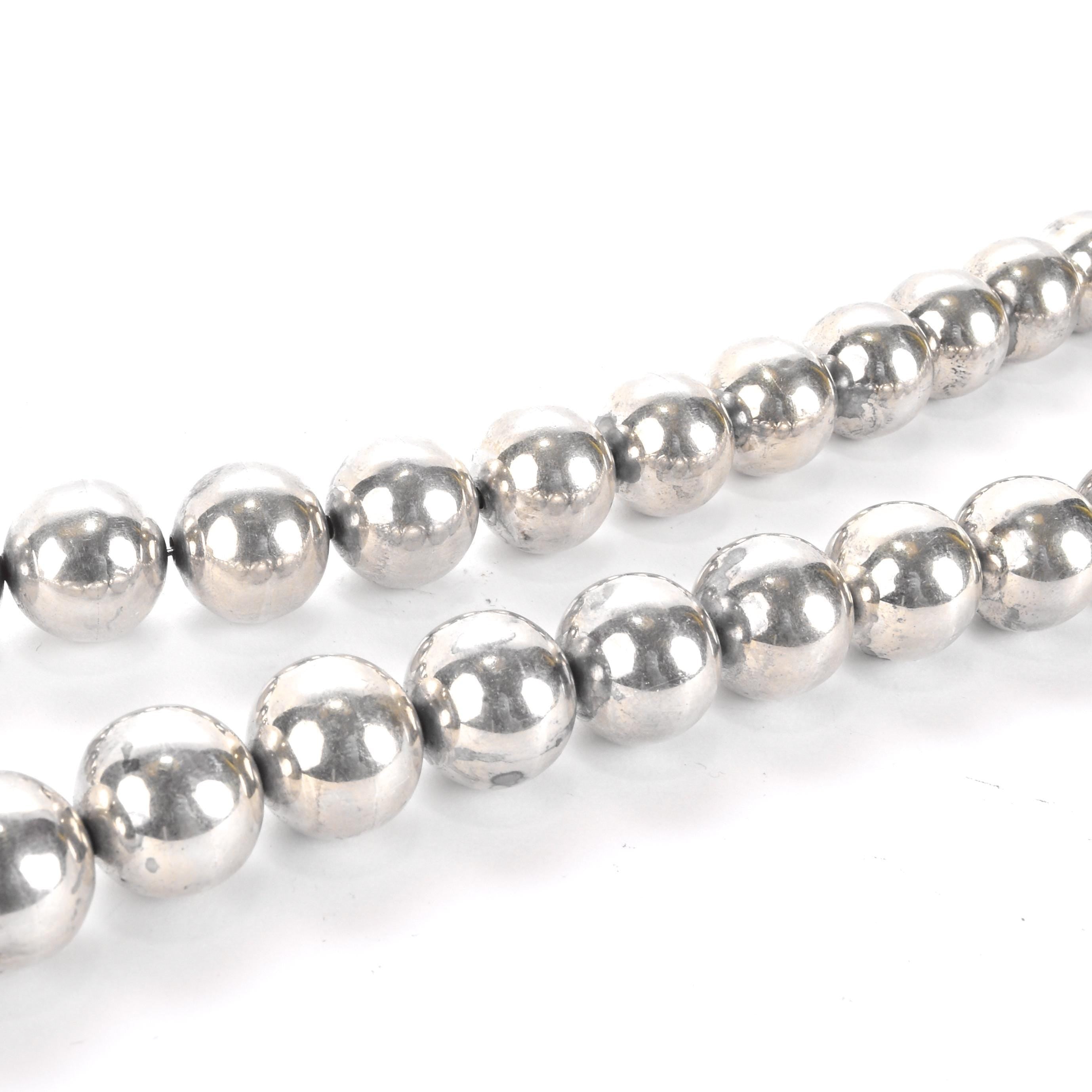 Taxco Large Sterling Silver Beaded Necklace