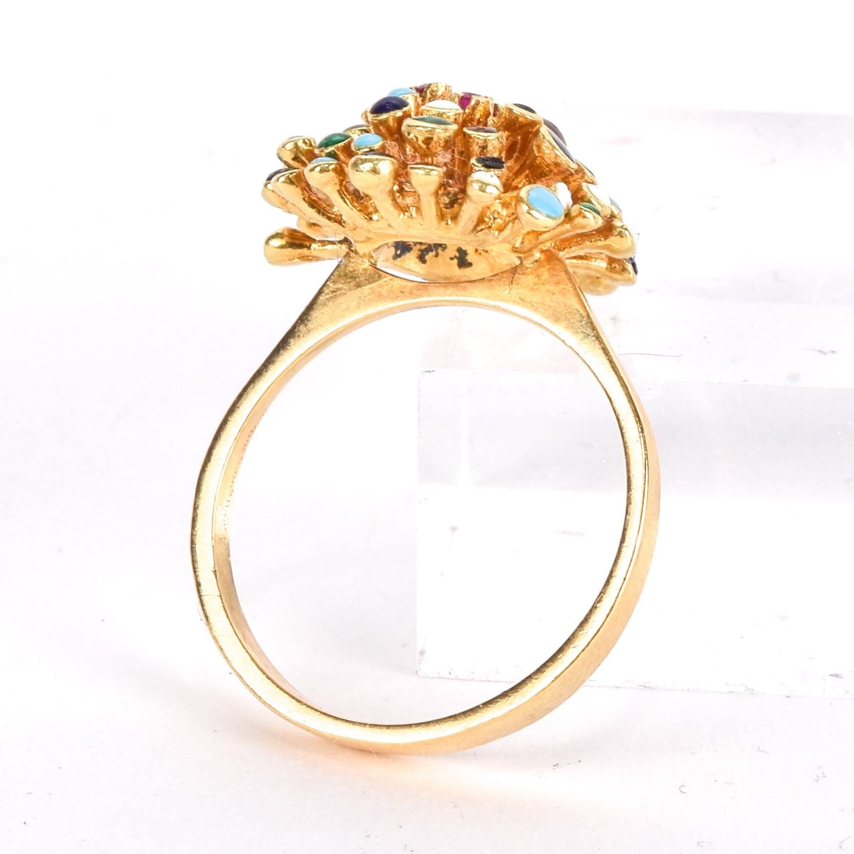 18K Gold, Ruby, and Enamel En Tremblant Ring