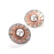 William Spratling Sterling Silver and Copper Sun Earrings