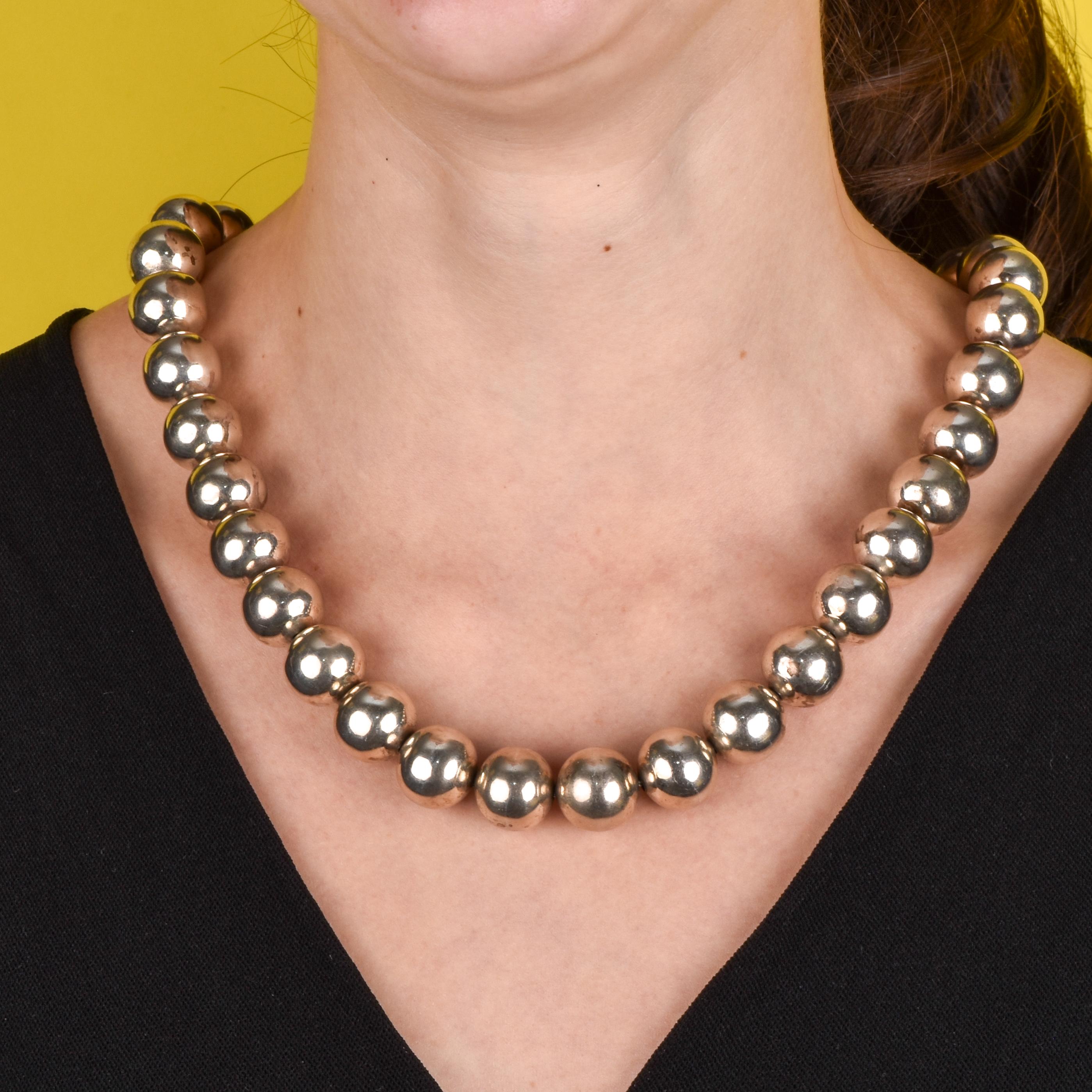 Taxco Large Sterling Silver Beaded Necklace