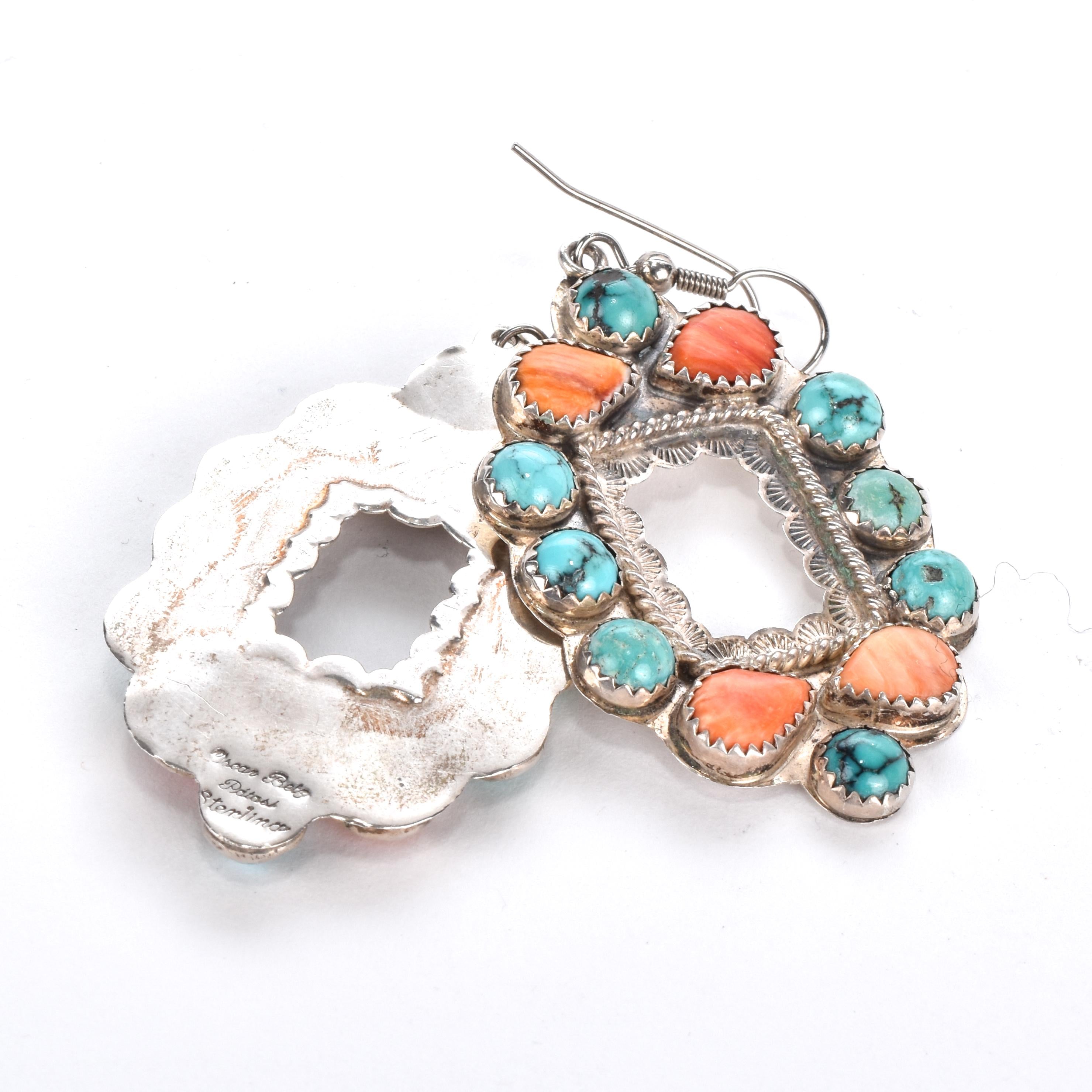 1970s Oscar Betz Sterling Silver Multi-Stone Dangle Earrings