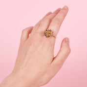 18K Gold, Ruby, and Enamel En Tremblant Ring
