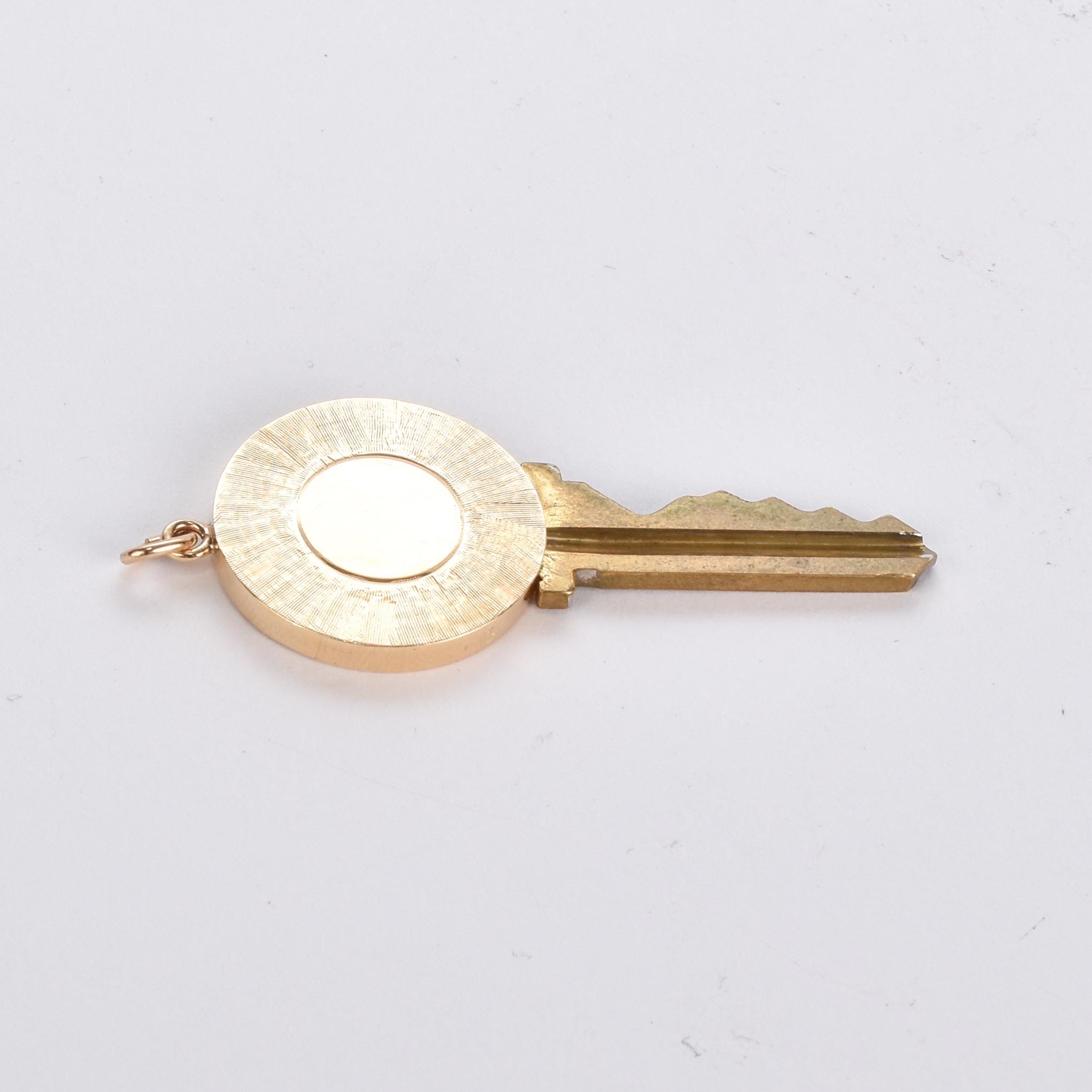 House Key Pendant with 14K Gold Medallion