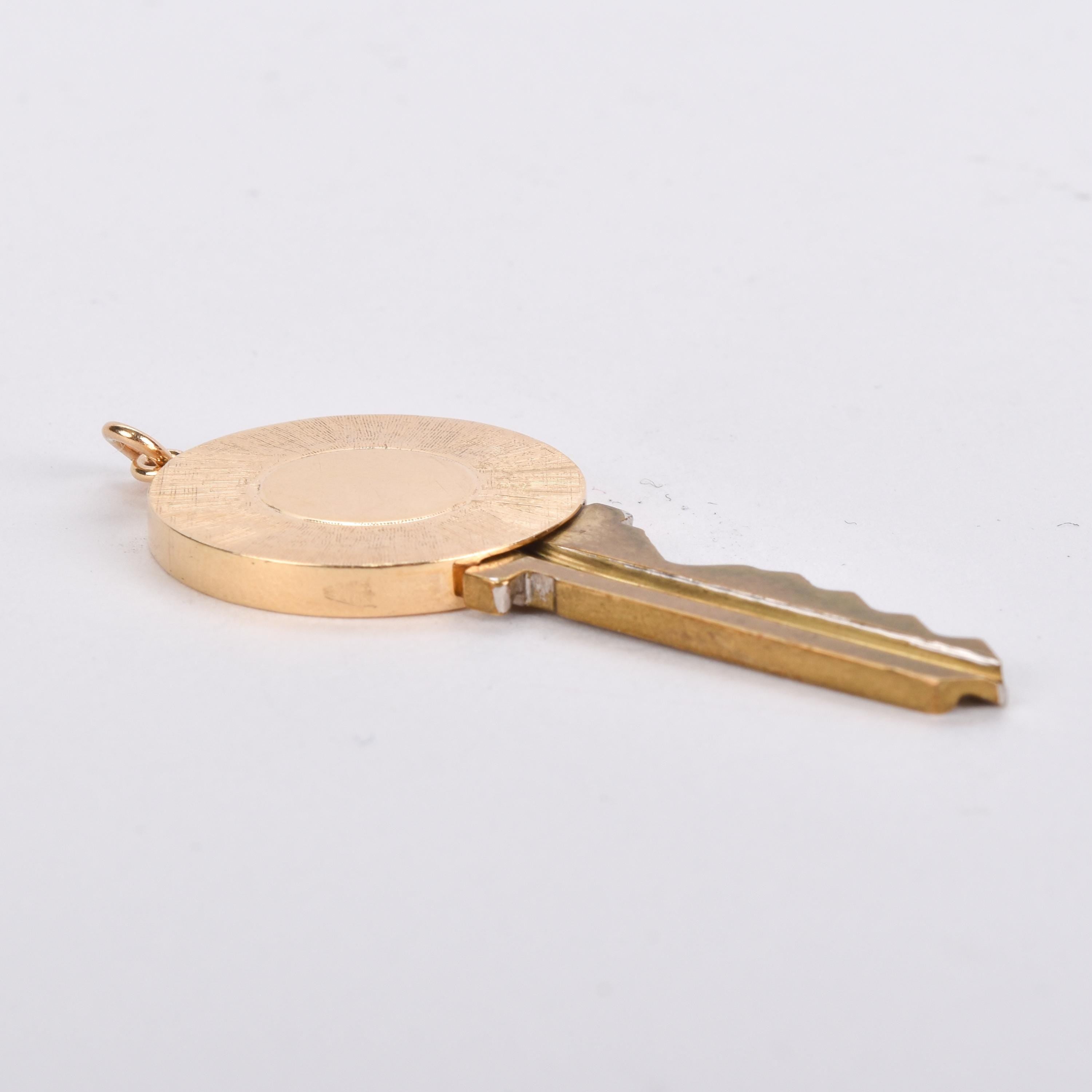 House Key Pendant with 14K Gold Medallion