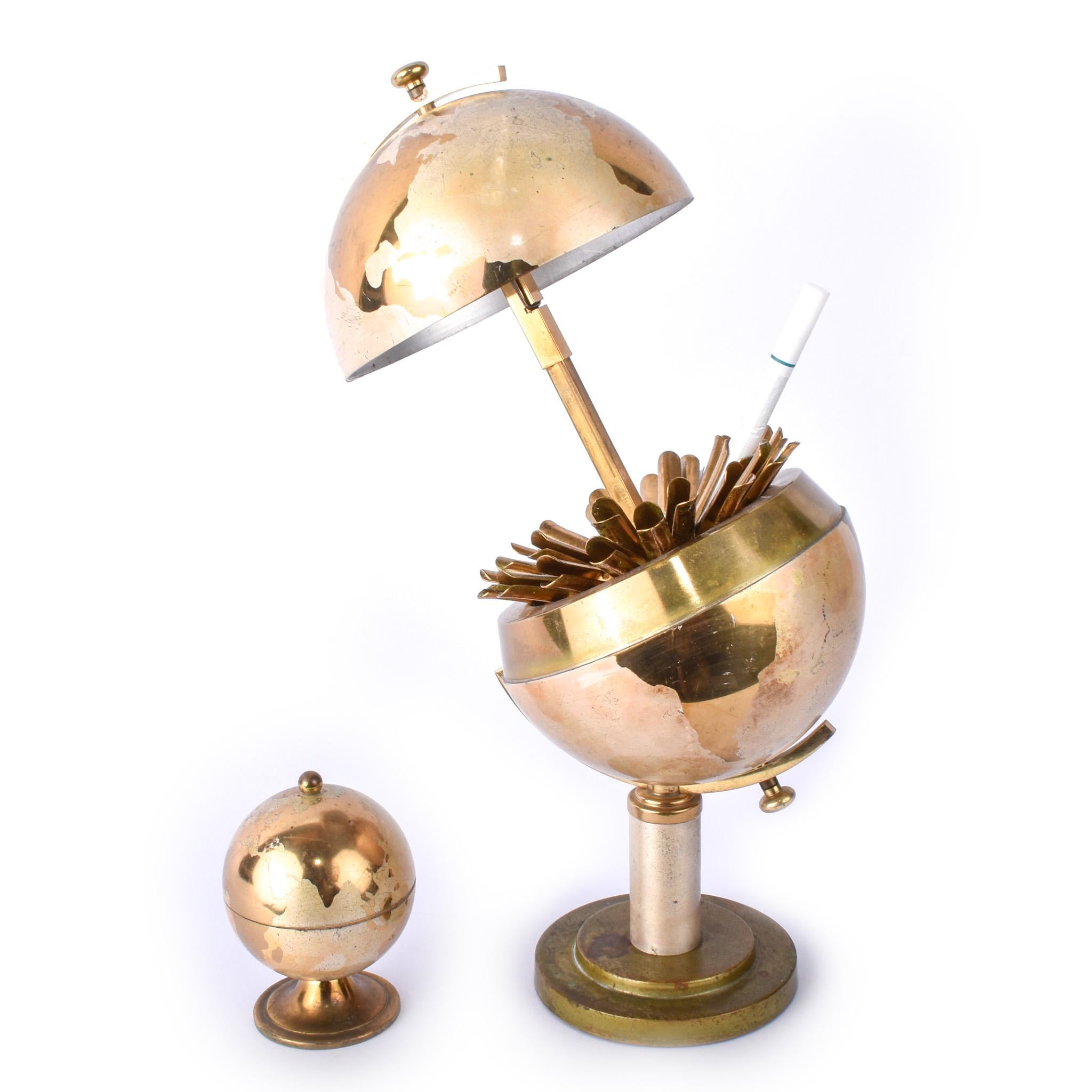 1950s Brass Globe Cigarette Holder with Matching Table Lighter – Good's  Vintage