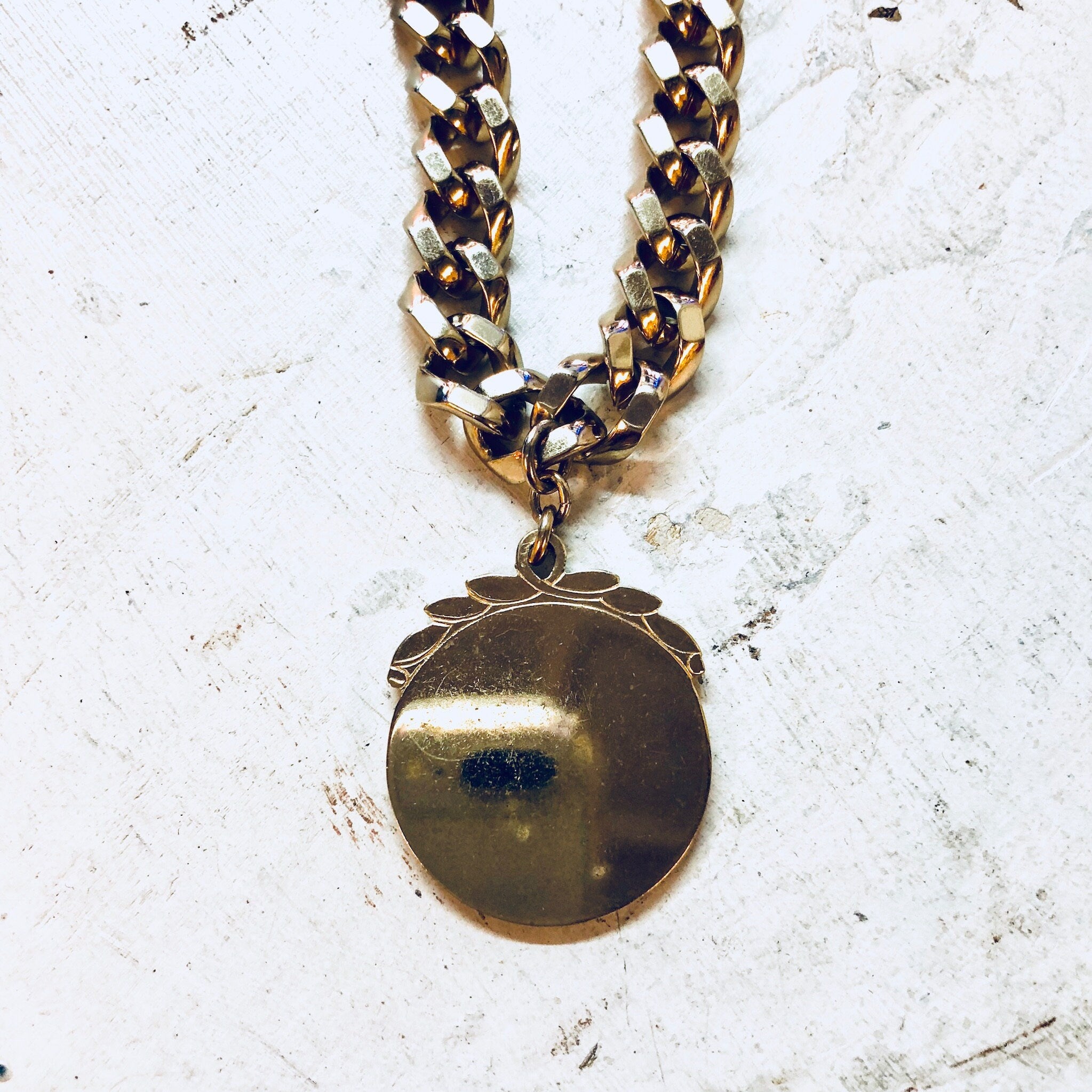 Vintage Necklace, Thick Chain, Monet Jewelry, Vintage Jewelry, Pendant Necklace, Statement Jewelry, Gold Toned Necklace, Pendant, Monet