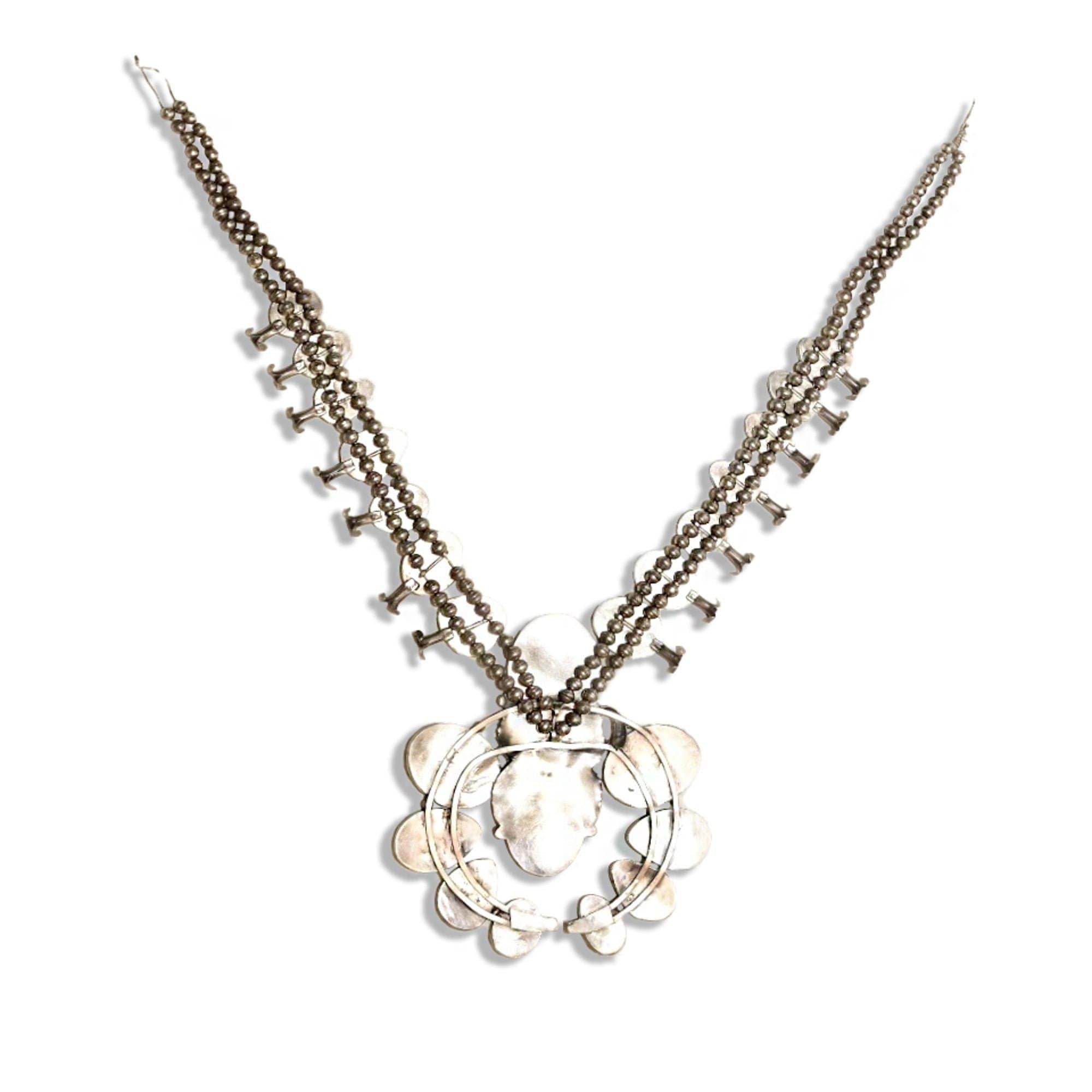 HUGE Native American Turquoise Squash Blossom Necklace, Vintage Old Pawn Jewelry, Navajo Pearls, Natural Blue Turquoise, 32" L