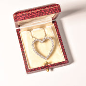 Natural Diamond Heart Pendant Necklace In 14K White Gold, 2.6 TCW, Eternal Love Pendant/Brooch, 16" L