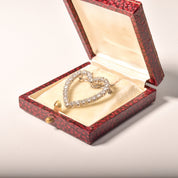 Natural Diamond Heart Pendant Necklace In 14K White Gold, 2.6 TCW, Eternal Love Pendant/Brooch, 16" L