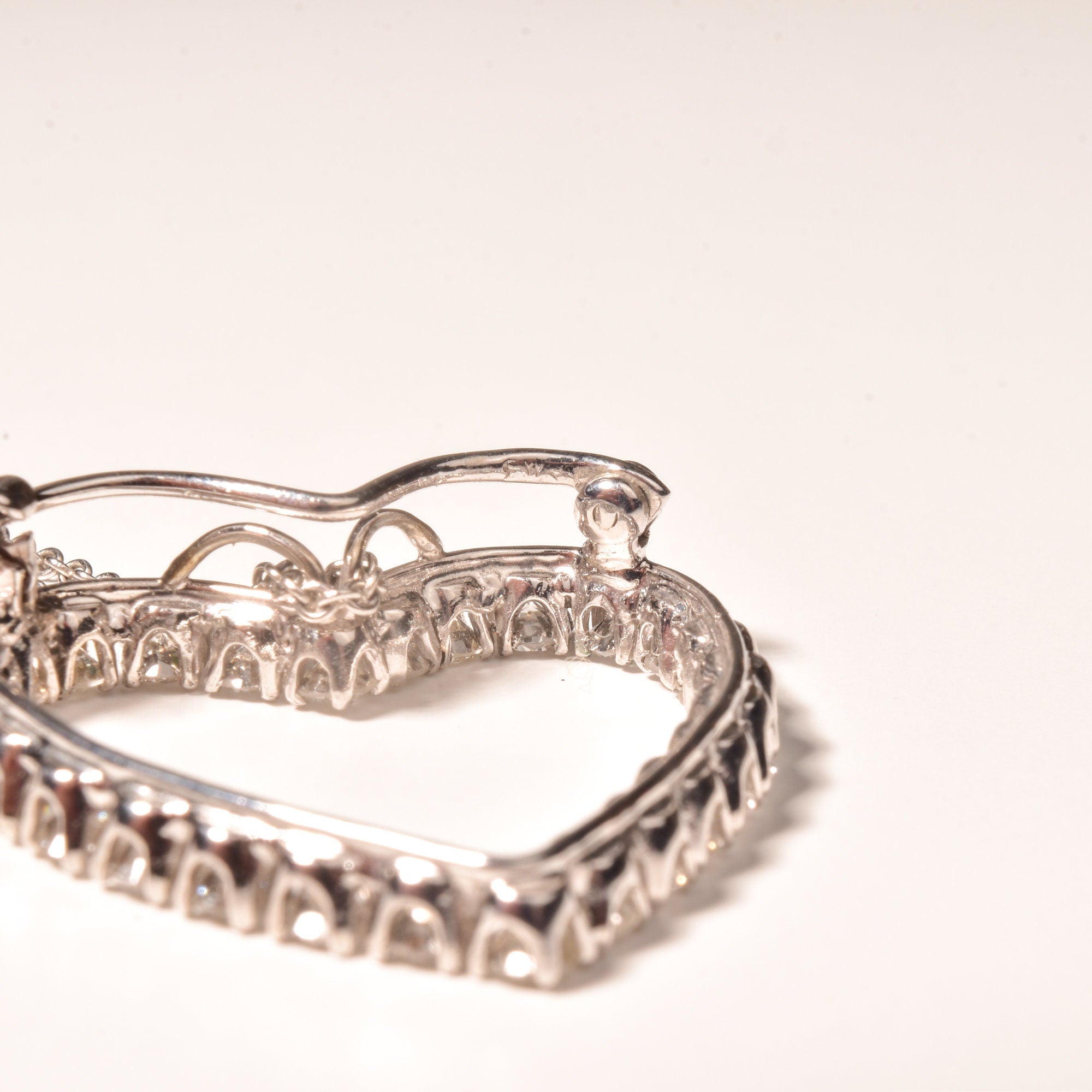 Natural Diamond Heart Pendant Necklace In 14K White Gold, 2.6 TCW, Eternal Love Pendant/Brooch, 16" L