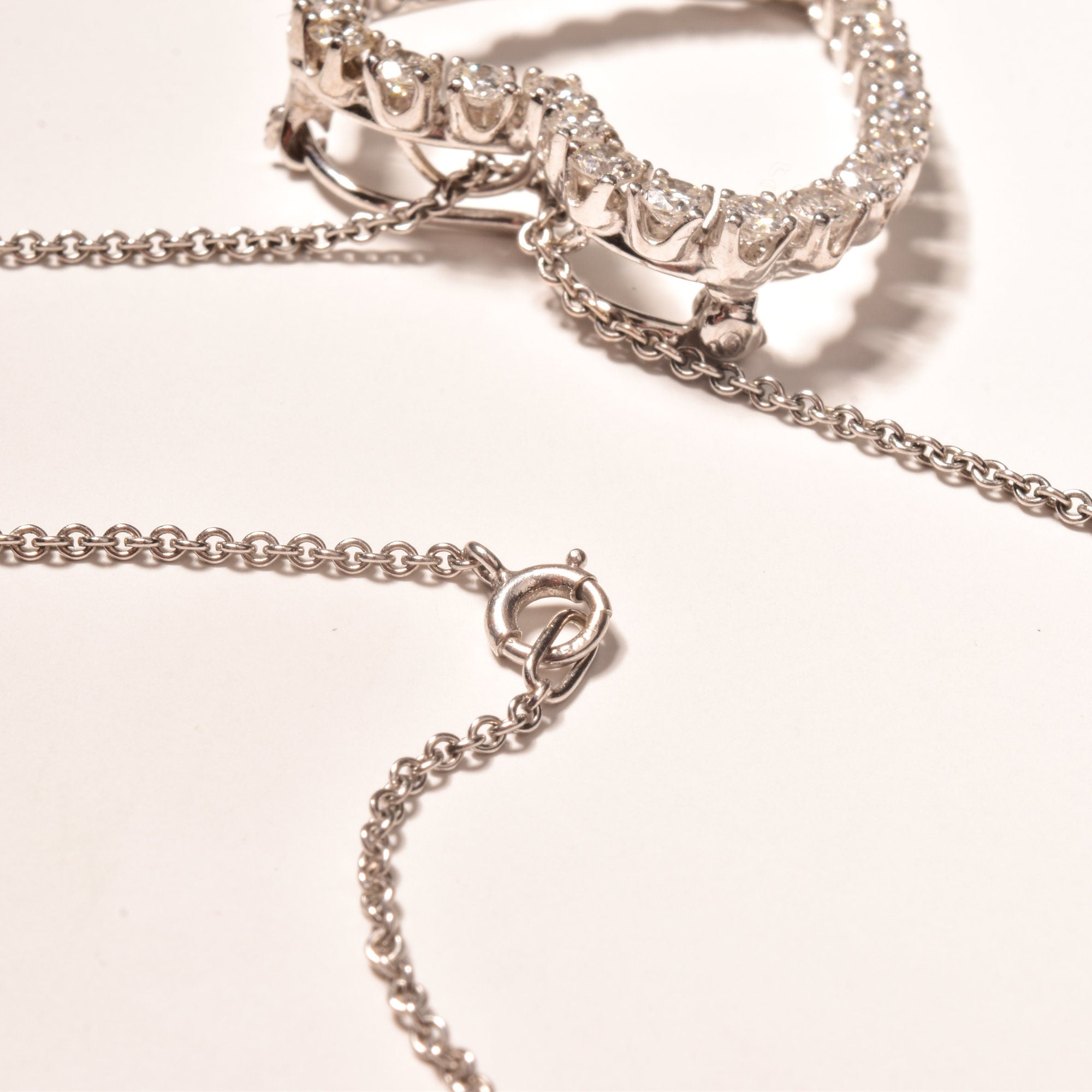 Natural Diamond Heart Pendant Necklace In 14K White Gold, 2.6 TCW, Eternal Love Pendant/Brooch, 16" L