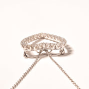 Natural Diamond Heart Pendant Necklace In 14K White Gold, 2.6 TCW, Eternal Love Pendant/Brooch, 16" L