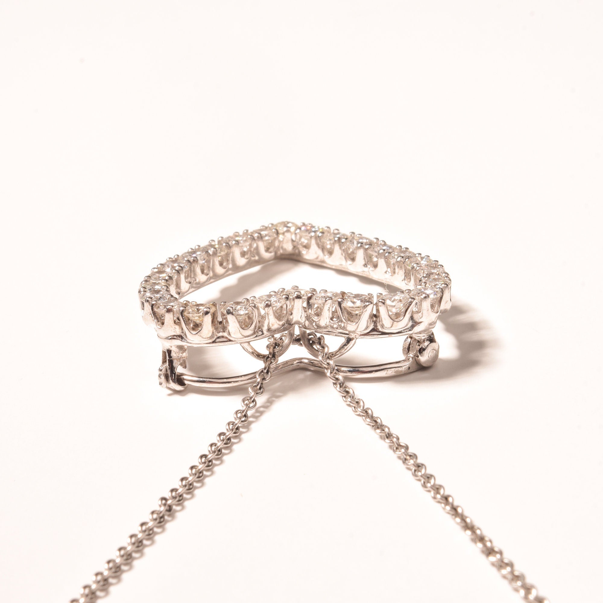 Natural Diamond Heart Pendant Necklace In 14K White Gold, 2.6 TCW, Eternal Love Pendant/Brooch, 16" L