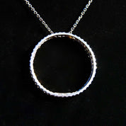 14K White Gold Diamond Open Circle Pendant Necklace