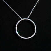 14K White Gold Diamond Open Circle Pendant Necklace