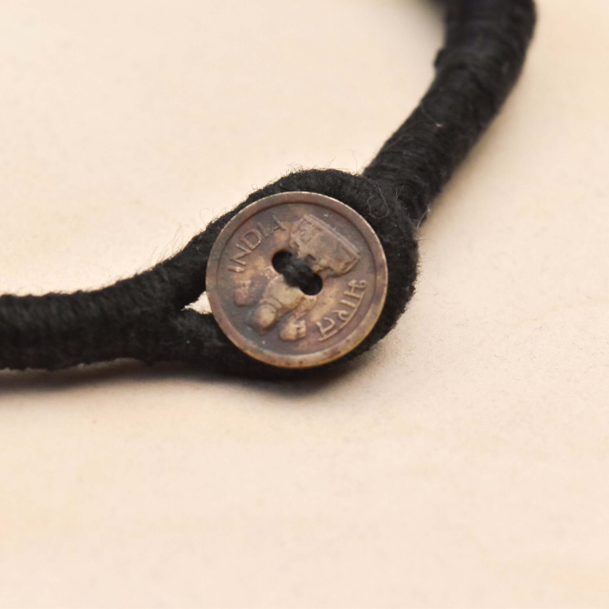 1960's India Handmade Blue Barrel Bead Necklace