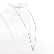 Italian 14K White Gold Diamond Pink Sapphire Pendant Necklace
