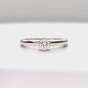 Minimalist 14K White Gold Diamond Engagement Ring, .25 CT Brilliant Solitaire, Size 6 1/4 US