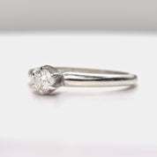 Minimalist 14K White Gold Diamond Engagement Ring, .25 CT Brilliant Solitaire, Size 6 1/4 US